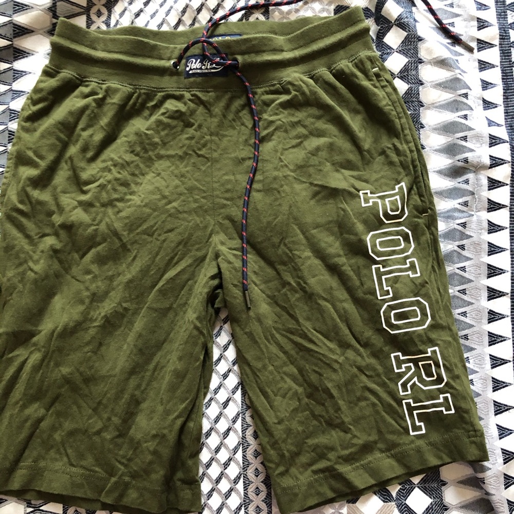 Olive green polo shorts